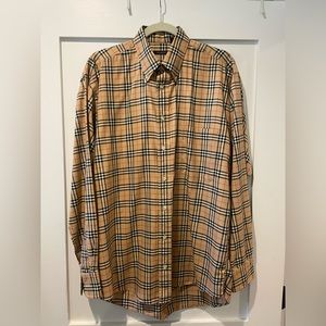 Burberry Men’s plaid long sleeve button down. Medium.